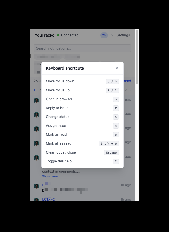 Keyboard shortcut help overlay