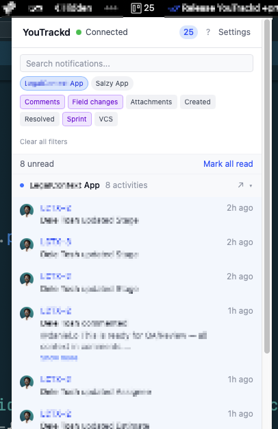 System tray icon with unread badge